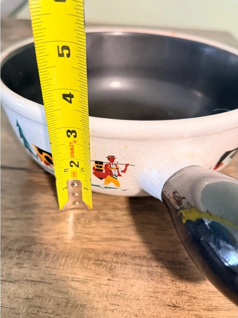 Vintage Landert Pottery Swiss fondue pot, likely dating from the 1950's